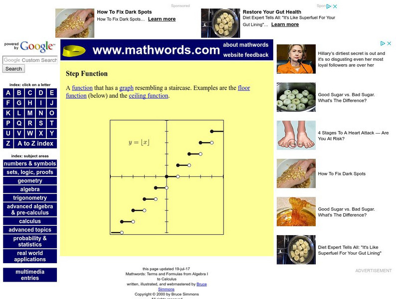 Math Words: Step Function Graphic Math Words: Step Function Graphic