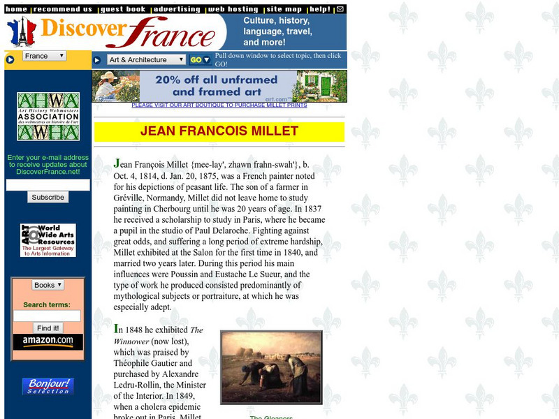 Discover France: Jean Francois Millet Handout Discover France: Jean Francois Millet Handout