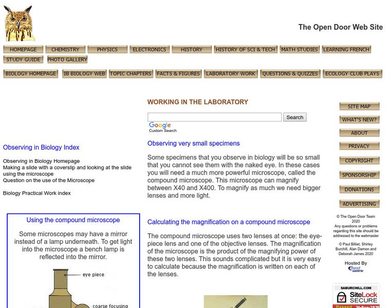 Open Door Web Site: Biology: Calculating Magnification on a Compound Microscope Website Open Door Web Site: Biology: Calculating Magnification on a Compound Microscope Website