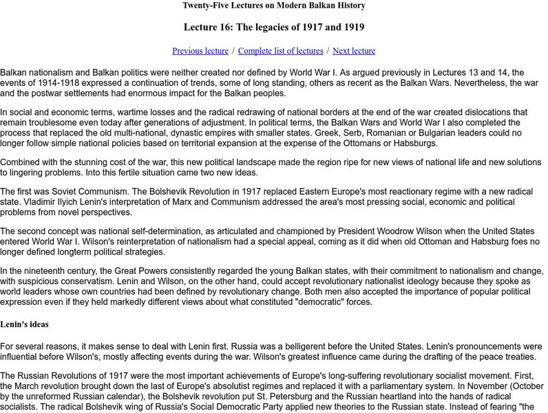 Michigan State University: Modern Balkan History: The Legacies of 1917 and 1919 Website Michigan State University: Modern Balkan History: The Legacies of 1917 and 1919 Website
