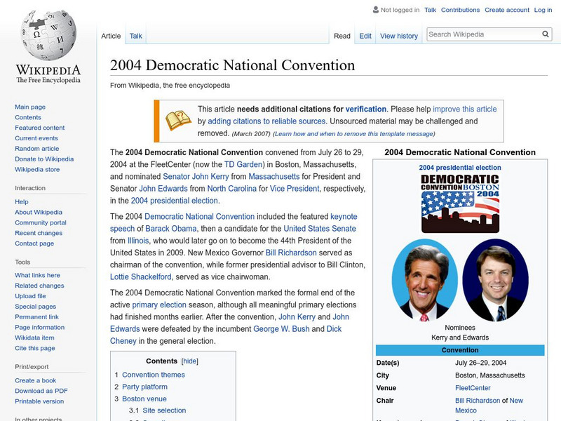 Wikipedia: 2004 Democratic National Convention Handout Wikipedia: 2004 Democratic National Convention Handout