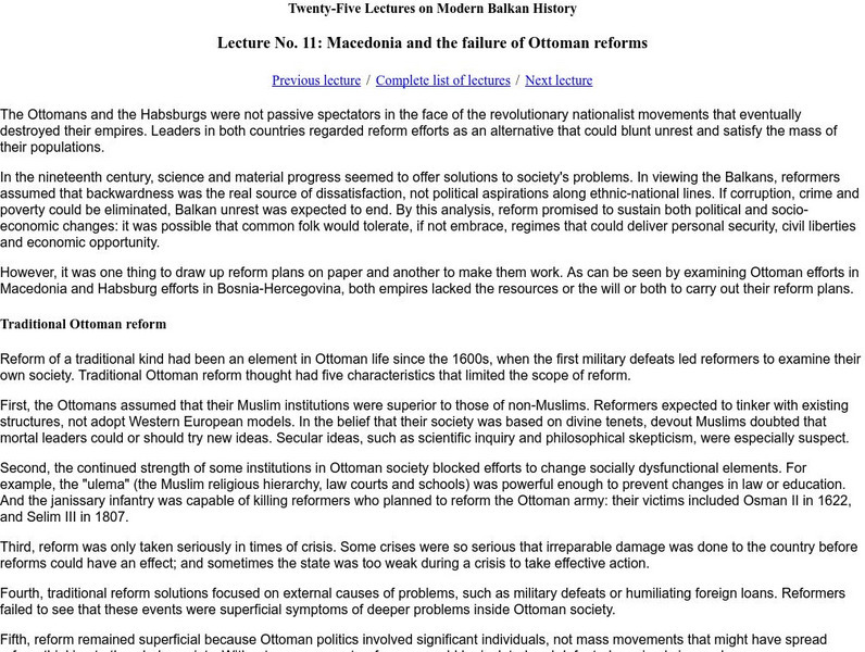 Michigan State University: Macedonia and the Failure of Ottoman Reforms Website Michigan State University: Macedonia and the Failure of Ottoman Reforms Website