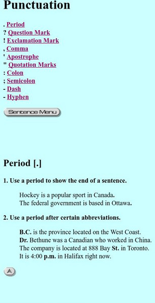 Writing Den: Punctuation Handout Writing Den: Punctuation Handout