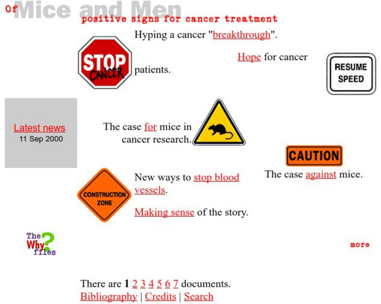 The Why Files: Of Mice and Men: Positive Signs for Cancer Treatment Website The Why Files: Of Mice and Men: Positive Signs for Cancer Treatment Website