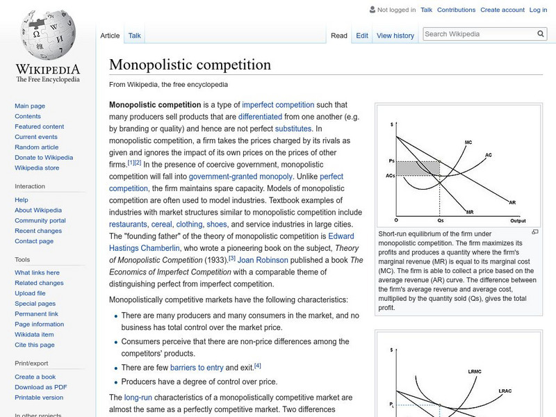 Wikipedia: Monopolistic Competition Handout Wikipedia: Monopolistic Competition Handout