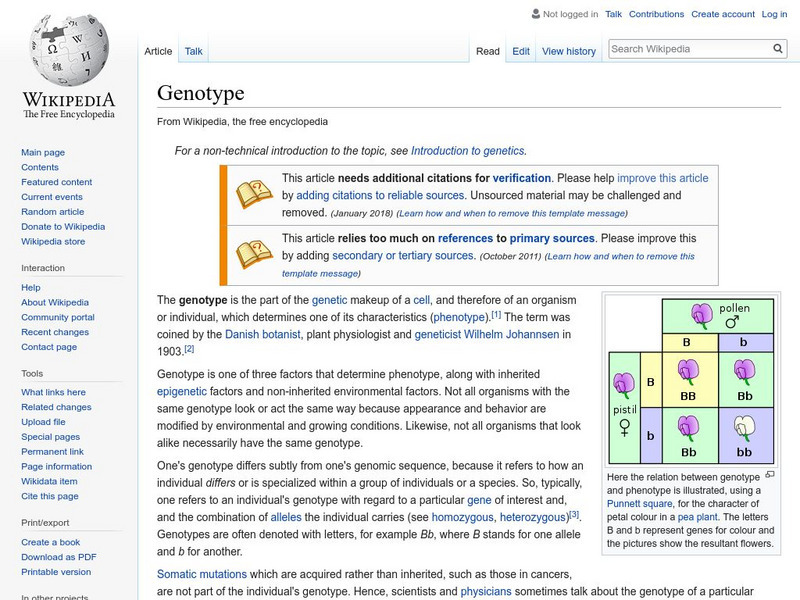 Wikipedia: Genotype Handout Wikipedia: Genotype Handout