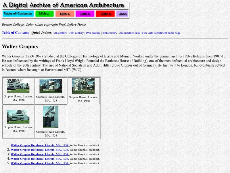 Boston College: Walter Gropius' Buildings Handout Boston College: Walter Gropius' Buildings Handout