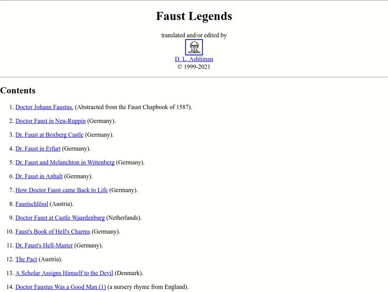 U Pitt: Faust Legends Handout