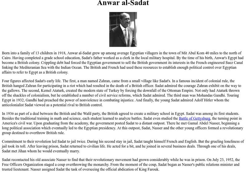 Ibiblio: Anwar Al Sadat Handout Ibiblio: Anwar Al Sadat Handout