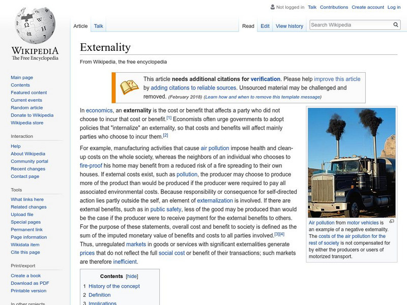 Wikipedia: Externality Handout Wikipedia: Externality Handout