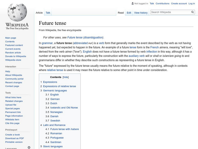 Wikipedia: Future Tense Handout Wikipedia: Future Tense Handout