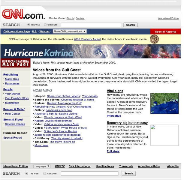 Cnn: Hurricane Katrina Website Cnn: Hurricane Katrina Website