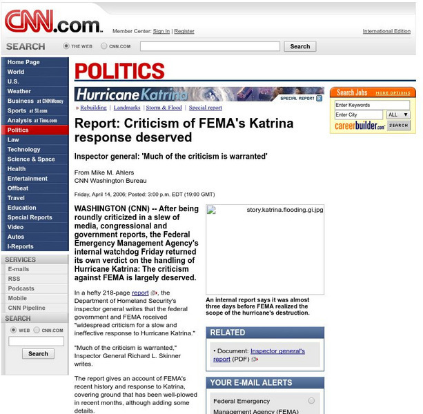 Cnn: Criticism of Fema's Katrina Response Deserved Article Cnn: Criticism of Fema's Katrina Response Deserved Article