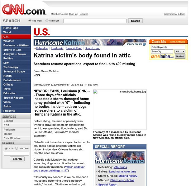 Cnn: Katrina Victim's Body Found in Attic Article Cnn: Katrina Victim's Body Found in Attic Article