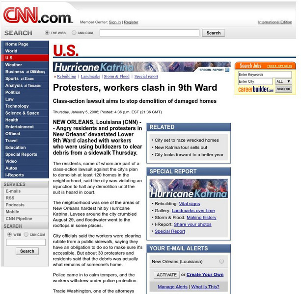 Cnn: Protesters, Workers Clash in 9th Ward Article Cnn: Protesters, Workers Clash in 9th Ward Article