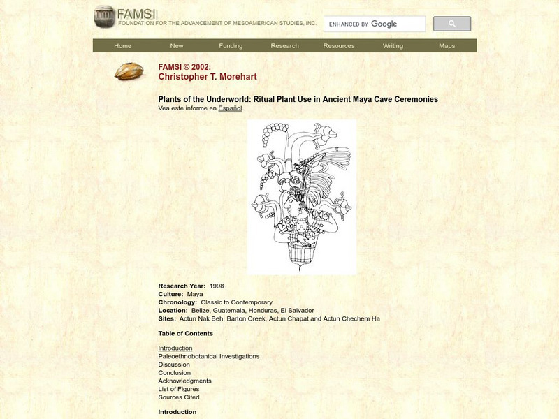Famsi: Plants of the Underworld: Ritual Plant Use (1998) Website
