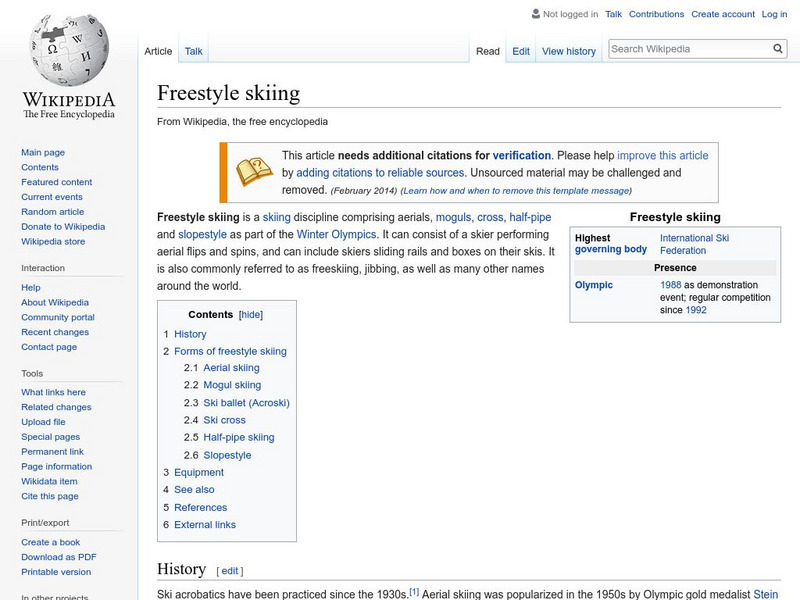 Wikipedia: Freestyle Skiing Handout Wikipedia: Freestyle Skiing Handout