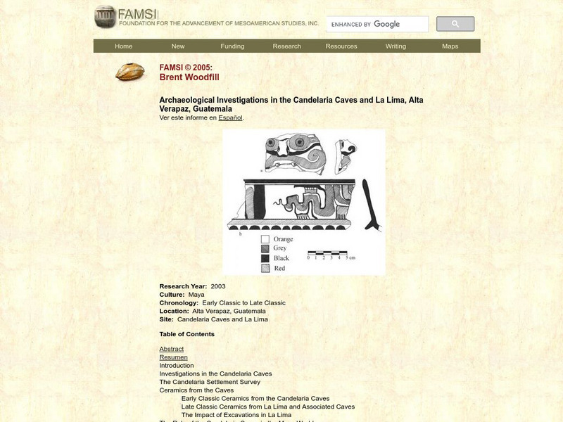 Famsi: Investigations in Candelaria Caves and La Lima (2003) Website Famsi: Investigations in Candelaria Caves and La Lima (2003) Website