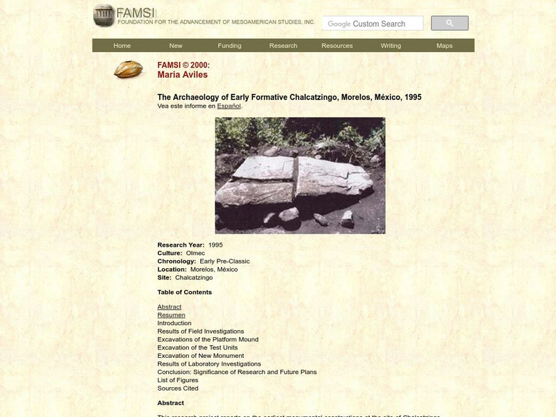 Famsi: Archaeology of Early Formative Chalcatzingo Website