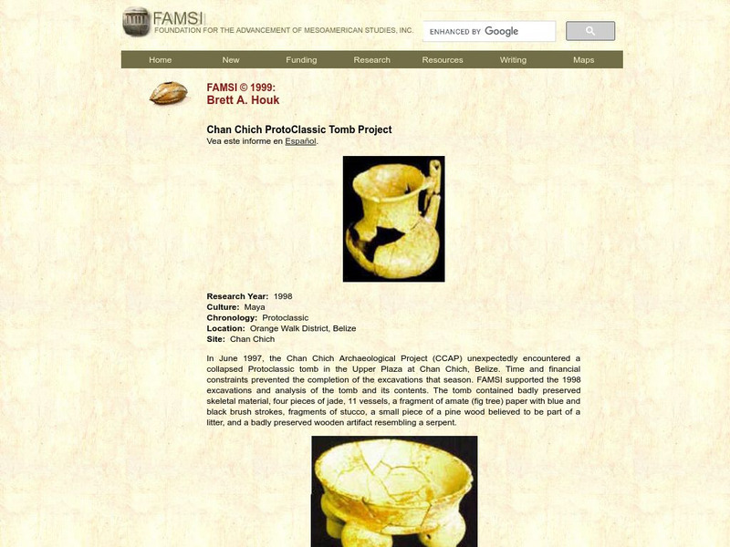 Famsi: Chan Chich Proto Classic Tomb Project (1998) Primary Famsi: Chan Chich Proto Classic Tomb Project (1998) Primary