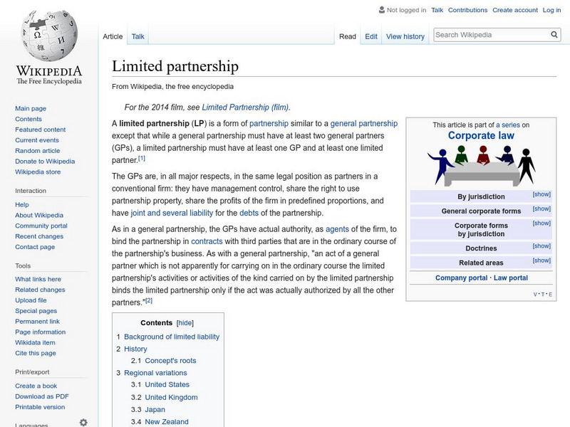 Wikipedia: Limited Partnership Handout