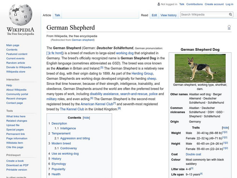 Wikipedia: German Shepherd Dog Handout Wikipedia: German Shepherd Dog Handout