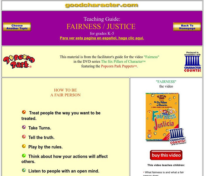 Good Character: The Six Pillars of Character: Fairness Lesson Plan Good Character: The Six Pillars of Character: Fairness Lesson Plan