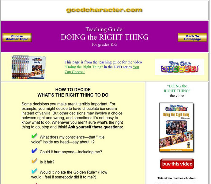 Good Character: Do the Right Thing Article Good Character: Do the Right Thing Article