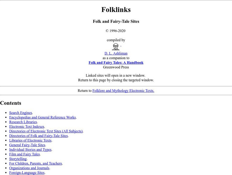 University of Pittsburgh:folk Links Folk:fairy Tale Site Website