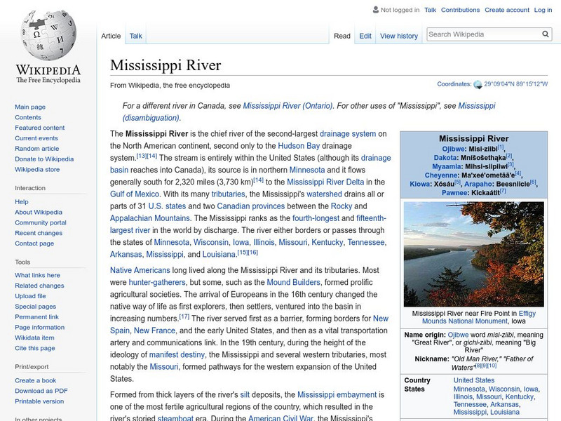 Wikipedia: Mississippi River Handout Wikipedia: Mississippi River Handout