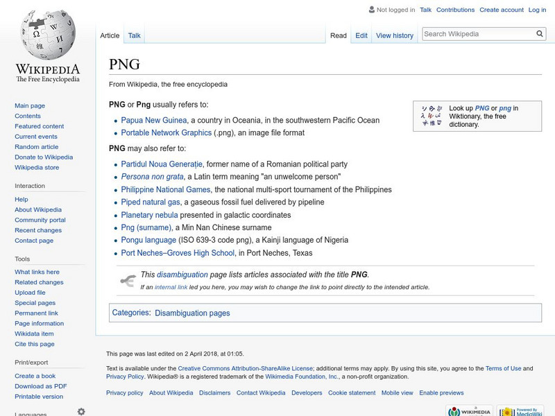 Wikipedia: Png Handout Wikipedia: Png Handout