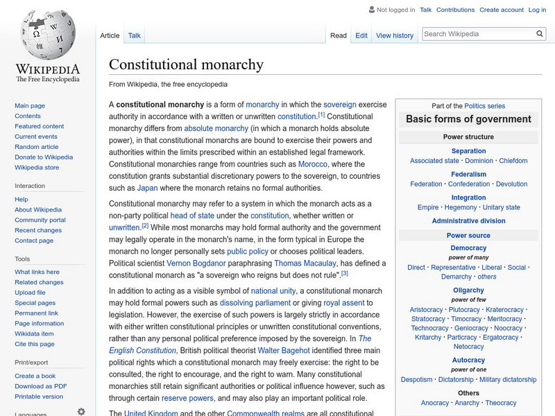 Wikipedia: Constitutional Monarchy Handout Wikipedia: Constitutional Monarchy Handout