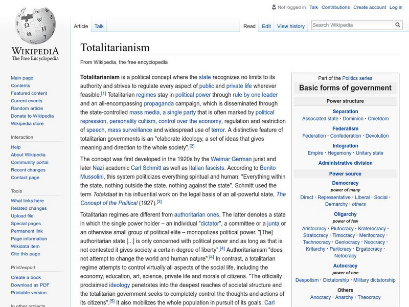 Wikipedia: Totalitarianism Handout Wikipedia: Totalitarianism Handout