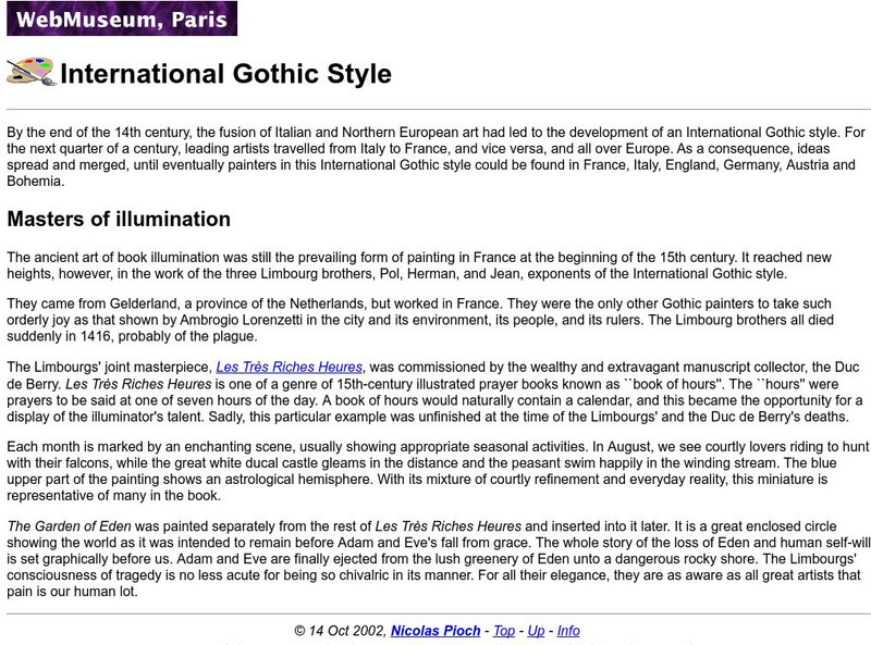 Ibiblio: Web Museum: International Gothic Style Handout Ibiblio: Web Museum: International Gothic Style Handout
