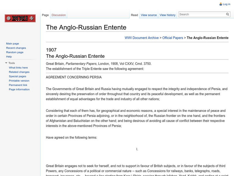 Brigham Young University: Wwi Document Archive: The Anglo Russian Entente Primary Brigham Young University: Wwi Document Archive: The Anglo Russian Entente Primary