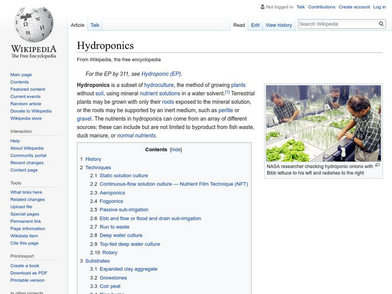 Wikipedia: Hydroponics Handout Wikipedia: Hydroponics Handout