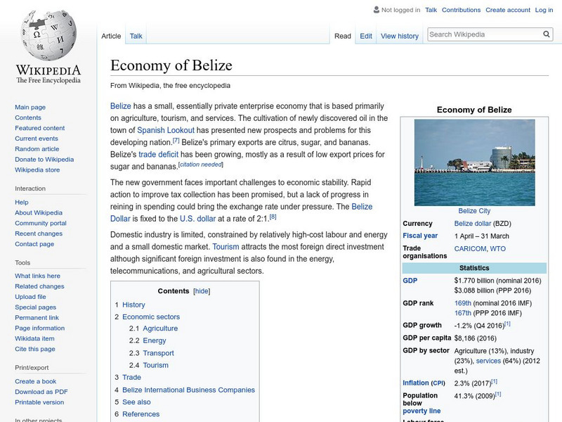 Wikipedia: Economy of Belize Handout Wikipedia: Economy of Belize Handout