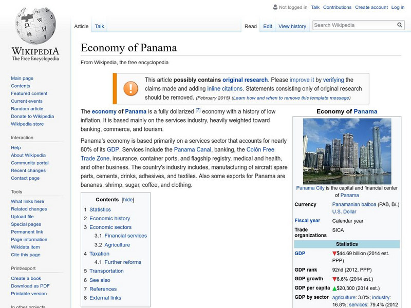 Wikipedia: Economy of Panama Handout Wikipedia: Economy of Panama Handout