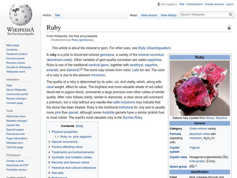 Wikipedia: Ruby (Gemstone) Handout Wikipedia: Ruby (Gemstone) Handout