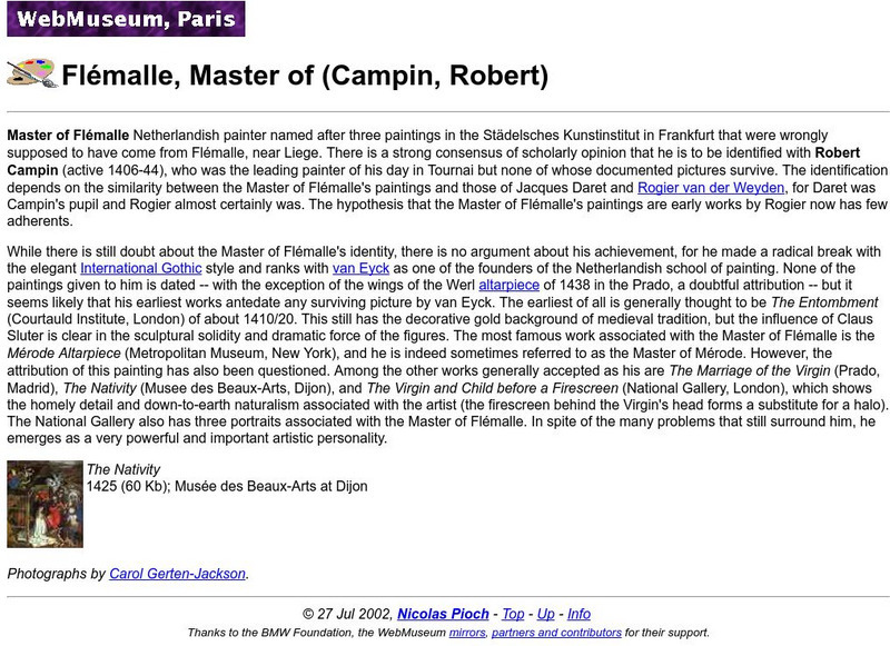 Ibiblio: Web Museum: Master of Flemalle Robert Campin Handout Ibiblio: Web Museum: Master of Flemalle Robert Campin Handout