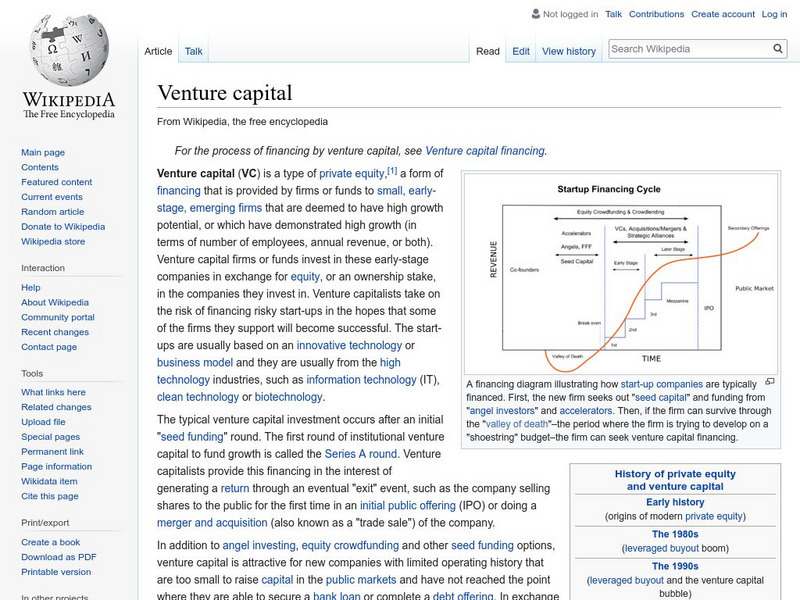 Wikipedia: Venture Capital Handout Wikipedia: Venture Capital Handout
