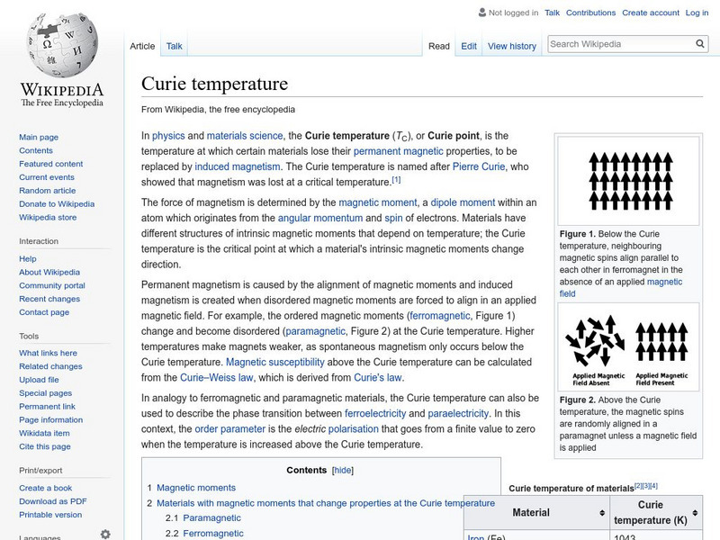 Wikipedia: Curie Point Handout Wikipedia: Curie Point Handout