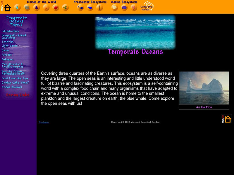 Missouri Botanical Garden: Temperate Oceans Website Missouri Botanical Garden: Temperate Oceans Website