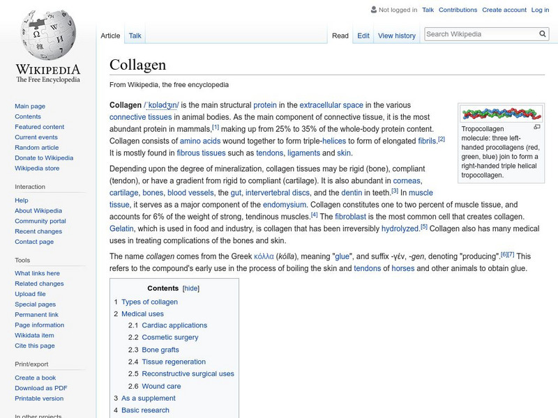 Wikipedia: Collagen Handout Wikipedia: Collagen Handout