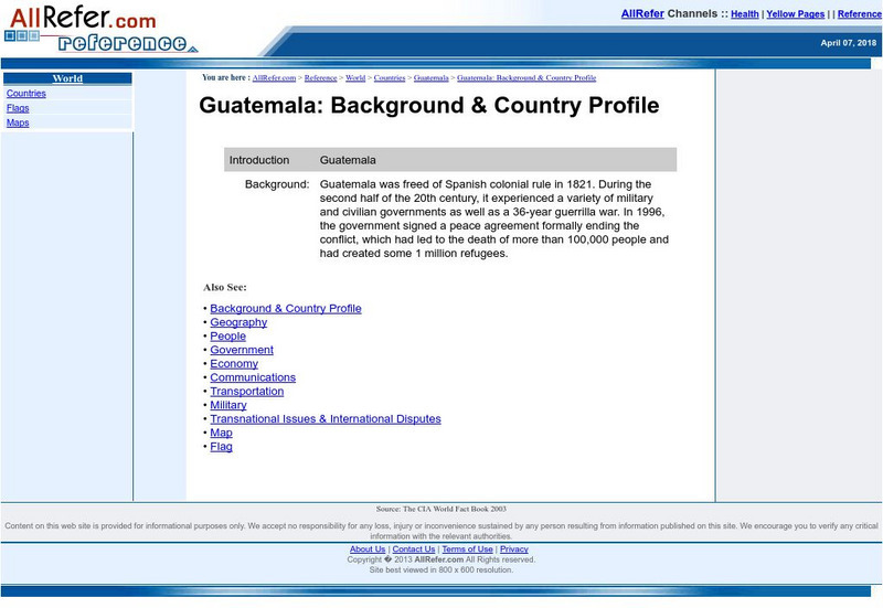 All Refer Reference: Guatemala: Introduction & Country Profile Handout All Refer Reference: Guatemala: Introduction & Country Profile Handout