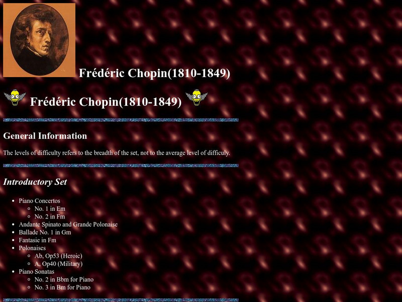 Carnegie Mellon: General Information on Frederic Chopin Handout Carnegie Mellon: General Information on Frederic Chopin Handout