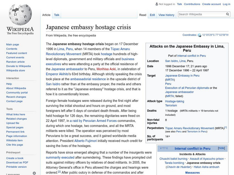 Wikipedia: Japanese Embassy Hostage Crisis Handout Wikipedia: Japanese Embassy Hostage Crisis Handout