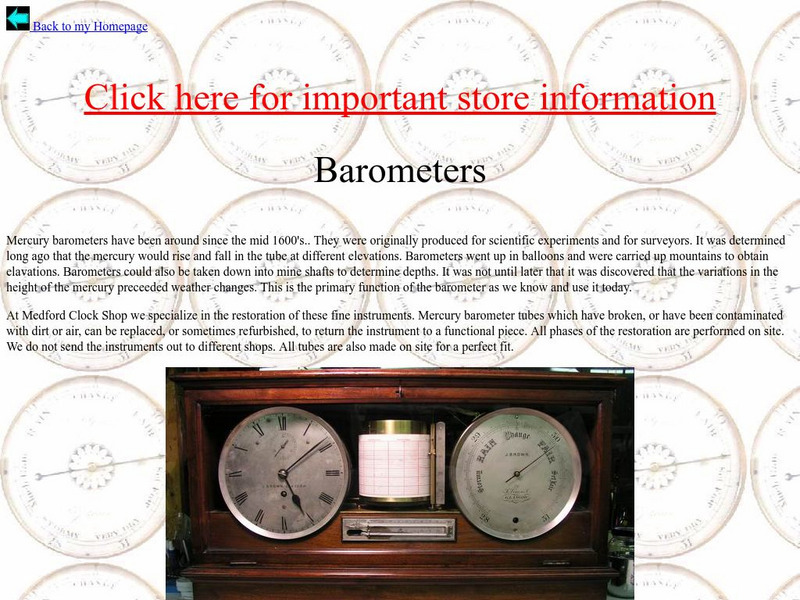 Medord Clock and Barometer: Barometers Activity Medord Clock and Barometer: Barometers Activity