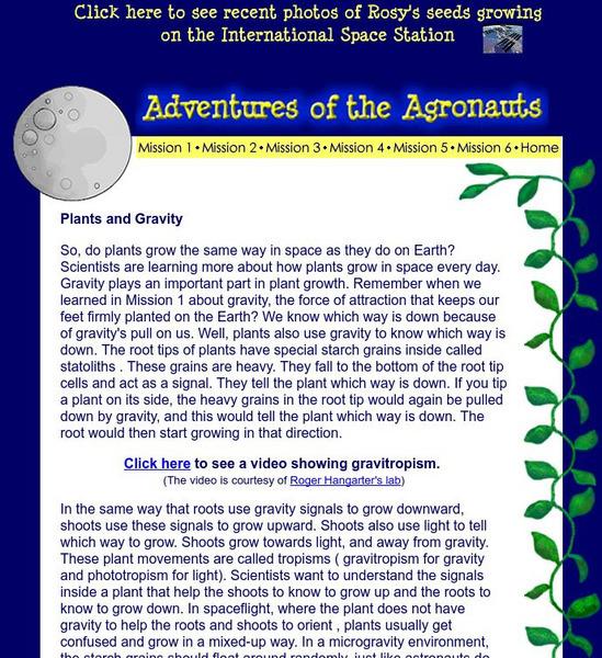 Nc State University: Adventures of the Agronauts: Plants and Gravity Handout Nc State University: Adventures of the Agronauts: Plants and Gravity Handout