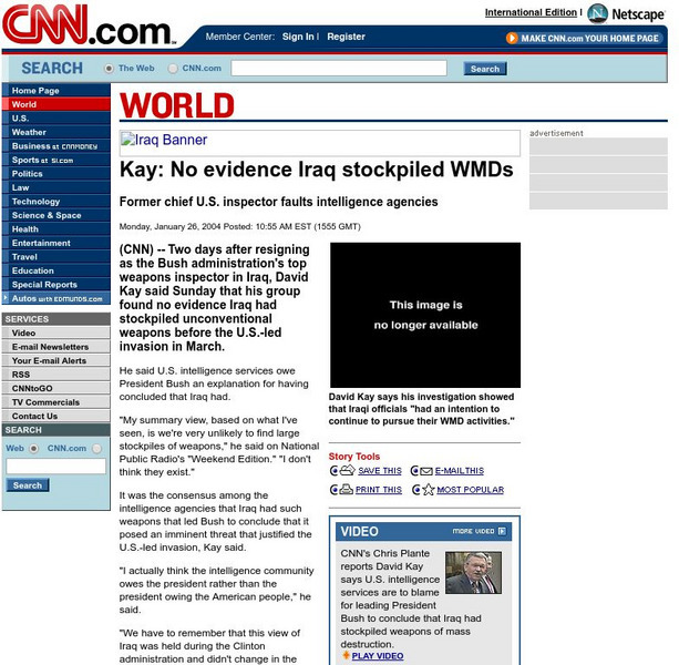 Cnn: No Evidence Iraq Stockpiled Wm Ds Article